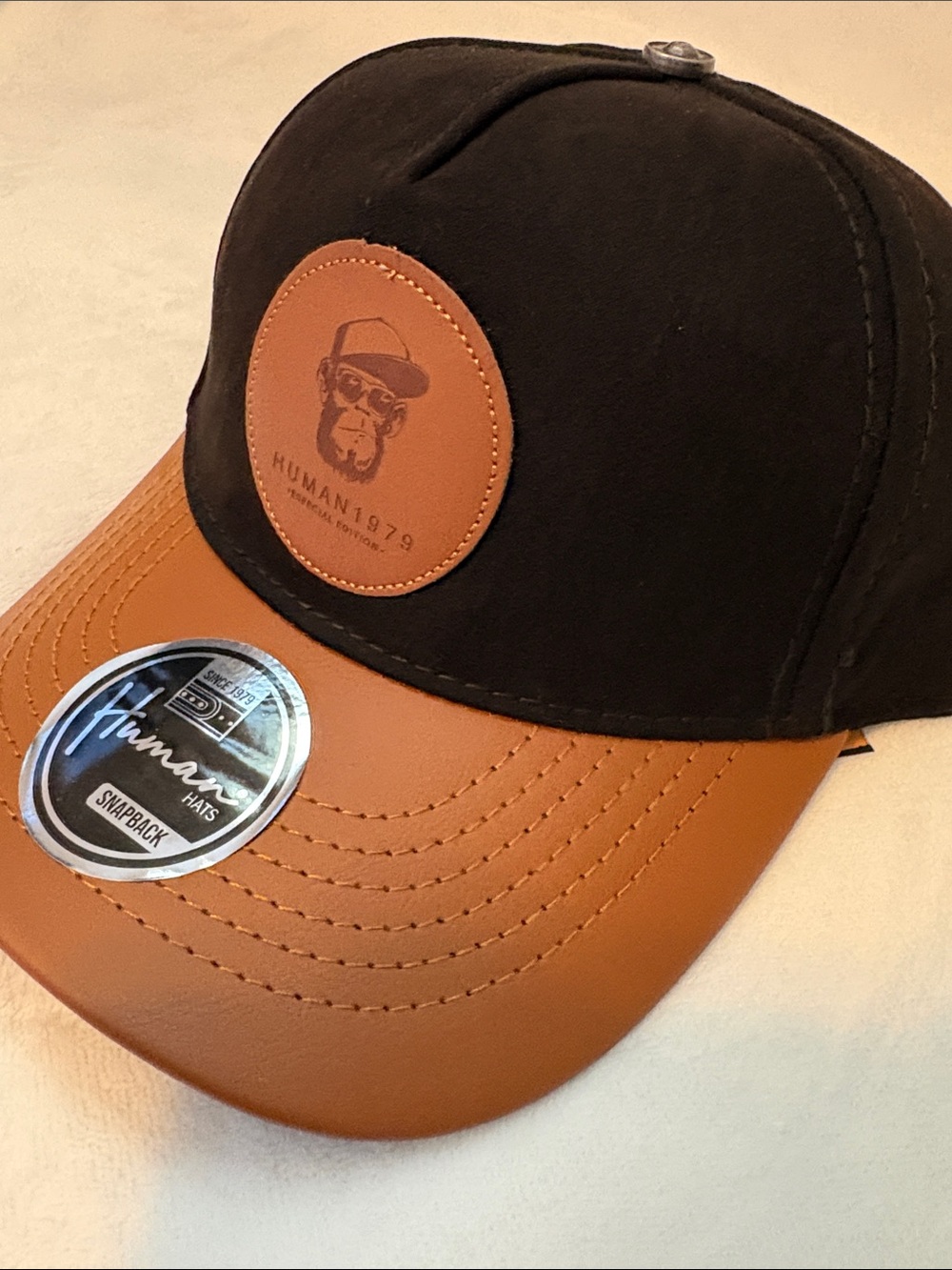 Human Hats unisex cool monkey Black and Brown Snapback Cap
